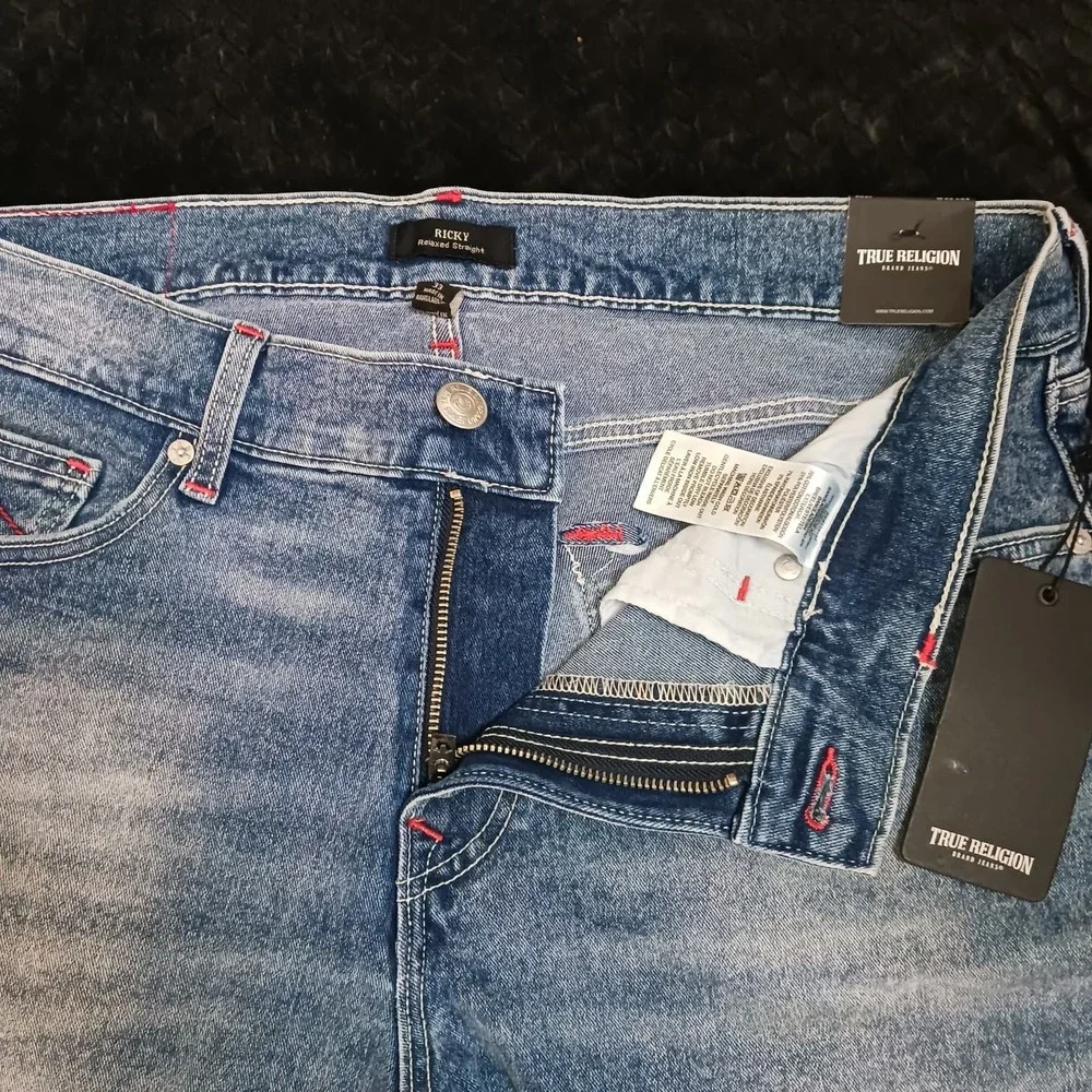 True Religion Jeans Men's Light Delightful Wash Ricky‎ Relaxed Straight Sz 33x34